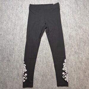 Invite Only Women's Black Leggings with Design at Bottom